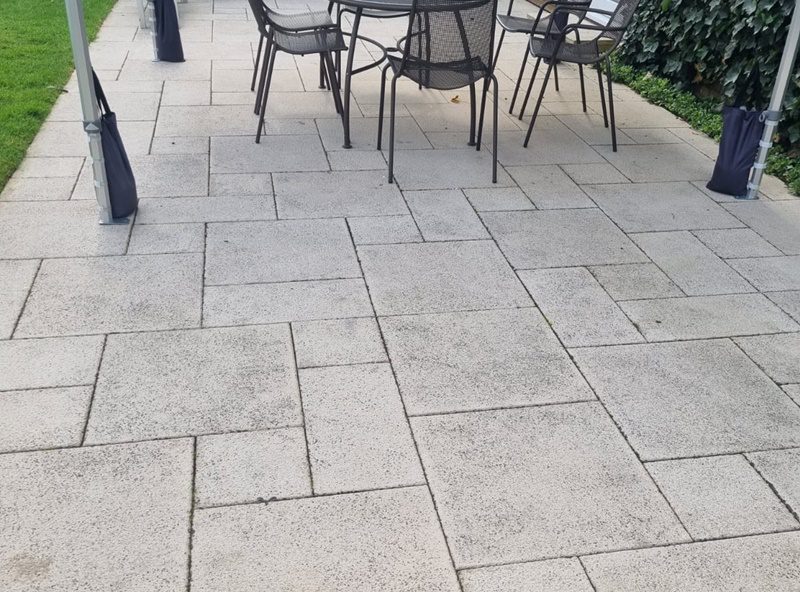 Patio before cleaning